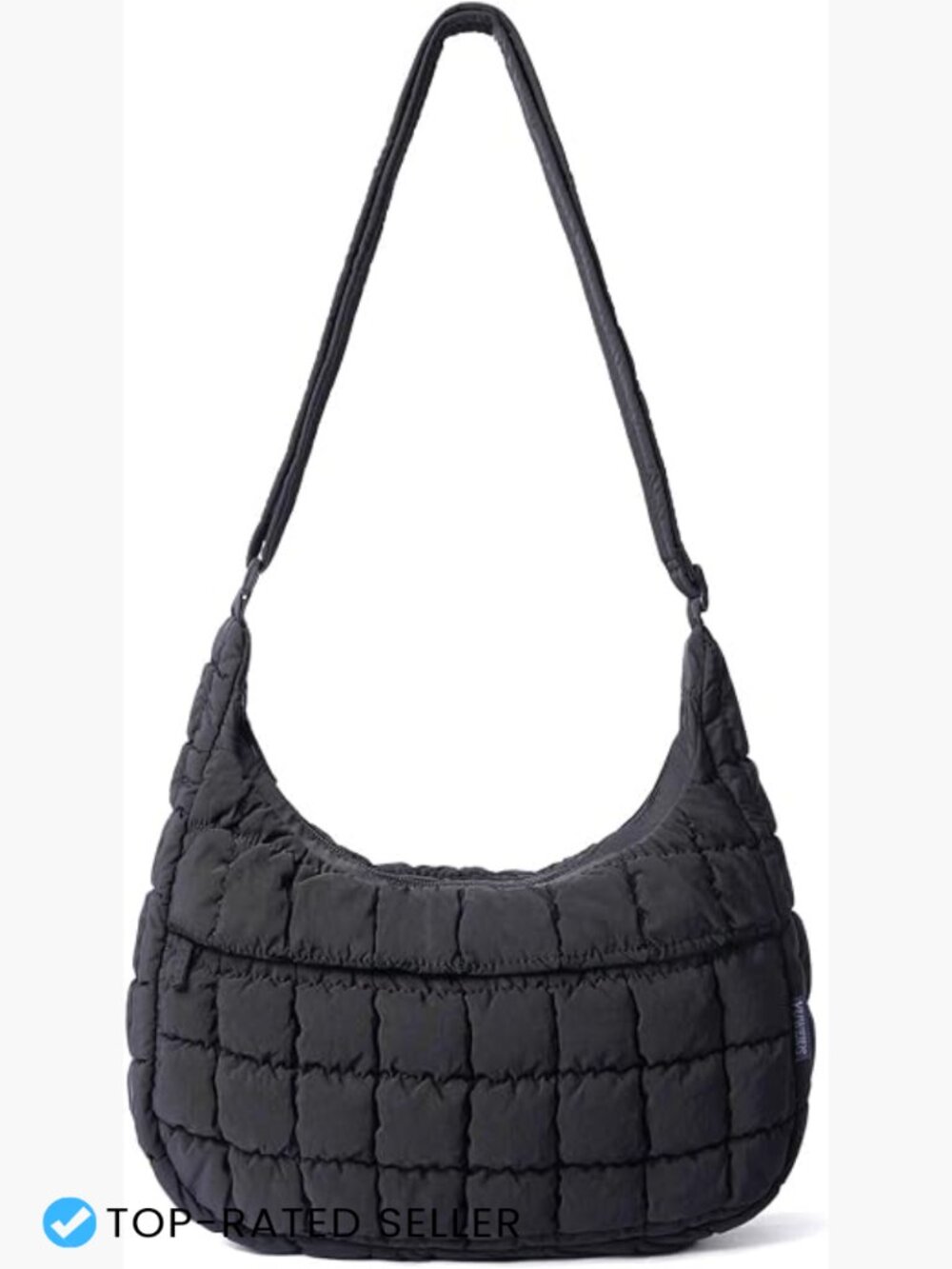 Quilted Nylon Puffer Crossbody Hobo Bag Lightweight Adjustable Strap Everyday
